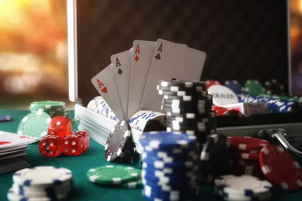 Multi-angle camera setup in Ocean King live-dealer studio with croupier and gaming monitor